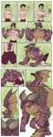 anthro claws eyewear glasses growth male muscle_growth muscular muscular_male sharp_teeth snout snout_growth solo spines tail tail_growth tail_growth_in_pants tail_tenting teeth transformation transformation_sequence wings bubbeh capcom monster_hunter human mammal nergigante absurd_res hi_res