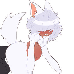 anal anal_penetration bodily_fluids breasts brown_body brown_skin covered_eyes cum cum_in_ass cum_inflation cum_inside disembodied_penis fluffy fluffy_hair fur genital_fluids genitals hair inflation male neck_tuft penetration penis simple_background small_breasts solo tail tuft white_background white_body white_fur white_hair white_tail aurihev_(artist) mythology milo_(aurihev) canid canine canis humanoid hybrid mammal mythological_canine mythological_creature werecanid werecanine werecreature werewolf wolf 1:1 hi_res