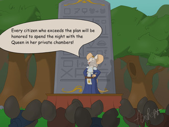 anthro clothing female forest group male male/female plant queen royalty speech_bubble text tree wood foxrept ratopia mammal murid murine rat rodent 4:3 absurd_res digital_drawing_(artwork) digital_media_(artwork) english_text hi_res