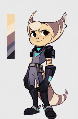 anthro armor boots clothed clothed_female clothing ear_piercing ear_ring female fluffy fluffy_tail footwear fur markings piercing pink_nose ring_(marking) ring_piercing ringed_tail shoes solo striped_markings striped_tail stripes tail tail_markings yellow_body yellow_fur time_fluffy500 ratchet_and_clank sony_corporation sony_interactive_entertainment alioth_(time_fluffy500) lombax mammal hi_res