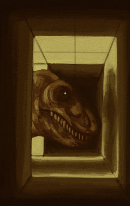ambiguous_gender creepy fangs horror_(theme) light shadow teeth premiiu the_backrooms dinosaur prehistoric_species reptile saurischian scalie theropod tyrannosaurid tyrannosauroid tyrannosaurus tyrannosaurus_rex hi_res
