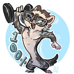 anthro dumbbell exercise eyewear glasses male solo weights confusedcryptid cooper_mordaut domestic_ferret mammal mustelid musteline true_musteline weasel 1:1 hi_res