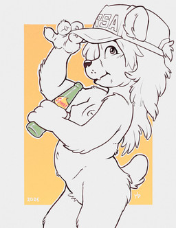 4_fingers anthro areola belly biped black_nose border bottle breasts butt closed_smile clothing colored_nails container curvy_figure featureless_crotch female fingers flat_chested fluffy fluffy_tail fur hair hat hat_only headgear headgear_only headwear headwear_only holding_bottle holding_container holding_object inverted_nipples loli long_hair looking_at_viewer mostly_nude mouth_closed nails navel nipples nude pose pupils scut_tail short_tail side_view simple_background slightly_chubby slightly_chubby_anthro slightly_chubby_female slightly_chubby_young smile solo standing tail teeth text thick_thighs three-quarter_view tipping_hat whisker_spots white_areola white_body white_border white_clothing white_eyes white_fur white_hair white_hat white_headwear white_nails white_nipples white_sclera white_tail yellow_background young young_anthro young_female rb bear mammal ursine 2026 artist_name colored dated digital_drawing_(artwork) digital_media_(artwork) hi_res light_theme portrait shaded signature three-quarter_portrait