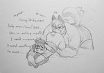 anal anthro biceps blush bottomless clothed clothing dialogue duo eyewear fur glasses hair male male/male oral rimming sex simple_background size_difference smile tail tail_motion tailwag text lewd_bunnie canid canine canis lagomorph leporid mammal rabbit wolf english_text graphite_(artwork) hi_res monochrome traditional_media_(artwork)