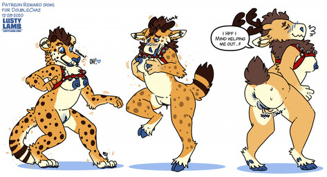 anthro base_one_layout basic_sequence blush breasts dialogue ear_piercing eyebrow_piercing facial_piercing female fingering genitals holding_breast hooves industrial_piercing linear_sequence nipple_piercing nipples one_row_layout piercing shocked solo species_transformation tail text three_frame_image three_frame_sequence transformation transformation_sequence vaginal vaginal_fingering vulva conditional_dnp lustylamb cheetah deer felid feline mammal new_world_deer reindeer english_text sequence url