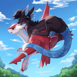 animal_genitalia anthro anthro_on_feral anthro_on_top anthro_penetrating anthro_penetrating_feral backsack balls barbel_(anatomy) bestiality black_hair blue_body blue_fur blue_inner_ear blue_penis blue_scales blue_tail blush blush_lines bodily_fluids breath breath_powers brown_body brown_fur claws cloud cum cum_inside duo ears_back ears_up elemental_manipulation erection exhausted fangs feet female female_feral female_on_bottom female_penetrated feral feral_on_bottom feral_penetrated fire fire_breathing fire_manipulation flesh_whiskers flippers fluffy flying flying_sex forest from_behind_position fur fur_tuft genital_fluids genitals glistening glistening_body hair holding_partner interspecies knot looking_at_another looking_at_partner looking_back lying male male/female male_anthro male_on_top male_penetrating male_penetrating_female midair narrowed_eyes non-canine_knot nude on_back on_bottom on_top open_mouth orgasm orgasm_face outside outside_sex panting penetration penile penile_penetration penis penis_in_vagina pivoted_ears plant pointy_ears pokephilia red_blush red_body red_fur red_tongue red_wings scales scaly_tail semi-anthro sex sharp_teeth sky tail tail_coil teeth toe_claws tongue tongue_out tree tuft vaginal vaginal_penetration vulva white_body white_fur wings yellow_eyes donutella mythology nintendo pokemon flye avian dragon furred_dragon furred_scalie generation_3_pokemon hybrid kangaroo latias legendary_pokemon macropod mammal marsupial mythological_creature mythological_scalie pokemon_(species) scalie wingless_dragon 1:1 2025 absurd_res digital_media_(artwork) digital_painting_(artwork) hi_res painting_(artwork)