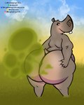 anthro big_butt bottom_heavy butt fart fart_cloud fart_fetish female hand_on_butt huge_butt looking_back nude overweight overweight_anthro overweight_female rear_view smile solo b1gdrawingv1b3s dreamworks madagascar_(series) gloria_the_hippopotamus common_hippopotamus hippopotamid mammal absurd_res hi_res