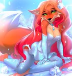annie_(disambiguation) anthro breasts canid canine cheek_tuft cleavage clothed clothing countershade_torso countershading facial_tuft female flower fox fur green_eyes hair kiliankuro long_hair mammal orange_body orange_fur plant red_hair rose_(flower) shaded solo tuft