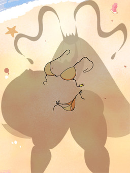 antennae_(anatomy) anthro beach belly big_belly big_breasts bikini biped bloated breasts butt clothing female hair hand_on_belly huge_belly hyper hyper_belly long_hair nude offscreen_character overweight overweight_anthro overweight_female pokemorph public public_nudity sand shadow side-tie_bikini solo standing string_bikini swimwear thick_thighs two-piece_swimsuit water yellow_bikini yellow_clothing yellow_swimwear blahblah866 dressed_shadow nintendo pokemon fan_character phera_(blahblah866) arthropod generation_7_pokemon pheromosa pokemon_(species) ultra_beast 2025 3:4 digital_drawing_(artwork) digital_media_(artwork) hi_res