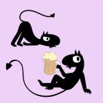 alcohol anthro beer beverage fangs looking_at_viewer male pointed_tail relaxing silhouette simple_background solo teeth crocodilianbooty disenchantment_(series) netflix luci_(disenchantment) demon 1:1 hi_res