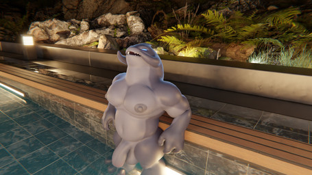 anthro balls blue_eyes fingers genitals glowing glowing_eyes grey_body grey_skin male muscular muscular_male nipples nude penis poolside public public_nudity relaxed_expression solo catouttahell reptilligator_(modeler) disney lilo_and_stitch gantu alien 16:9 3d_(artwork) absurd_res digital_media_(artwork) hi_res widescreen