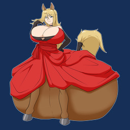 armwear belly belly_on_ground big_belly big_breasts blonde_hair blue_eyes breasts brown_body brown_fur cleavage clothed clothed_taur clothing dress elbow_gloves female fur gloves hair handwear hooves horse_ears horse_tail huge_belly hyper hyper_belly hyper_pregnancy long_hair noblewoman pregnant pregnant_female pregnant_taur simple_background solo standing taur_lower_pregnancy transparent_background himitsudragon european_mythology greek_mythology mythology estelle_bellegarde centaur equid equid_taur humanoid_taur mammal mammal_taur taur 1:1 alpha_channel hi_res