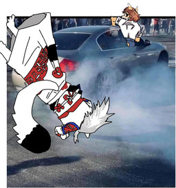 anthro asian_clothing border bottomwear brown_hair car clothing collared_shirt dipstick_ears ear_markings east_asian_clothing female fox_ears hair japanese_clothing kimono multicolored_ears pencil_skirt photo_background shirt skirt solo topwear vehicle white_border anonymous_artist third-party_edit bully_fox canid canine fox mammal meme photography_(artwork)