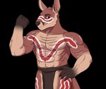 aboriginal anthro bodypaint bottomwear clothing loincloth male muscular muscular_male scarification solo sprite_art saintbullart lands_of_fire perrurle kangaroo macropod mammal marsupial alpha_channel