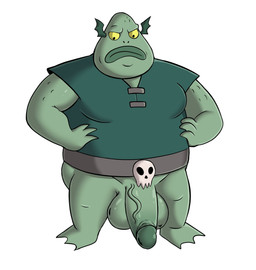 anthro balls biped bottomless bottomless_anthro bottomless_male clothed clothing genitals glans green_balls green_body green_clothing green_glans green_penis green_shirt green_topwear humanoid_genitalia humanoid_penis male penis shirt simple_background solo topwear vein veiny_penis white_background ofstrial disney star_vs._the_forces_of_evil buff_frog_(svtfoe) amphibian frog absurd_res hi_res