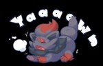 ambiguous_gender ass_up black_body black_fur black_paws blush cheek_tuft eyes_closed eyeshadow facial_tuft feral fur makeup multicolored_body neck_tuft open_mouth paws quadruped red_body red_fur simple_background solo stretching text transparent_background tuft yawn ligma_(artist) unknown_artist nintendo pokemon generation_5_pokemon pokemon_(species) zorua 2022 alpha_channel english_text