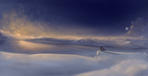 detailed_background female feral horn magic sky snow solo standing star starry_sky sun sunrise tundra wings winter shamanguli friendship_is_magic hasbro my_little_pony mythology princess_luna_(mlp) equid equine mammal mythological_creature mythological_equine winged_unicorn hi_res