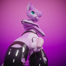 anthro armwear balls belly belt bouncing_balls clothing crossed_arms fishnet_armwear fishnet_clothing fishnet_legwear flaccid fur fur_markings genitals gradient_background humanoid_genitalia humanoid_penis legwear low-angle_view male markings nipple_tape one_eye_closed pasties penis pink_background pink_body pink_fur purple_background simple_background solo spikes standing swinging_penis tape white_belly luramoth blender_cycles felura domestic_cat felid feline felis mammal mayu_(azuki) 1:1 3d_(artwork) 3d_animation animated digital_media_(artwork) loop no_sound short_playtime nonbinary_(lore)