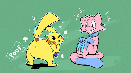 blue_body blue_collar blue_eyes blue_fur butt butt_focus cheek_spots collar duo fur green_background kerchief kerchief_only mostly_nude multicolored_kerchief multicolored_neckerchief neckerchief neckerchief_only neckwear pink_body pink_fur poof_transformation psychic_powers raised_tail simple_background smile smiling_at_another tail transformation yellow_body yellow_fur trevor-fox nintendo pokemon aoi_(wuppy245) quilver generation_1_pokemon legendary_pokemon mew_(pokemon) pikachu pokemon_(species) 16:9 hi_res widescreen