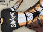 alternative_fashion anthro armwear bed black_clothing black_shirt black_t-shirt black_topwear choker clothing crop_top emo femboy fishnet_armwear fishnet_clothing fishnet_legwear furniture jewelry legband legs_up legwear lying lying_on_bed male necklace on_back on_bed panties pentagram_necklace shirt solo t-shirt text text_on_clothing text_on_shirt text_on_t-shirt text_on_topwear thigh_belt thighband topwear underwear yaboyfoz! slipknot mammal mustelid musteline stoat true_musteline weasel 4:3 english_text hi_res