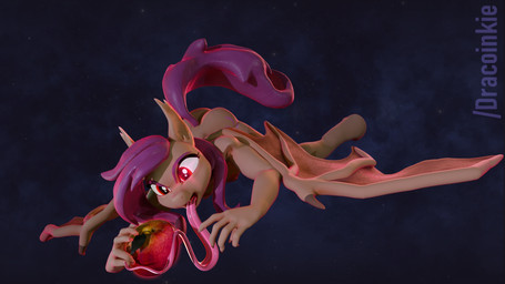 anthro apple butt claws female food fruit glowing glowing_eyes long_tongue lying_on_ground nude on_ground plant solo tongue dracoinkie friendship_is_magic hasbro my_little_pony flutterbat_(mlp) fluttershy_(mlp) bat_pony equid mammal 16:9 3d_(artwork) digital_media_(artwork) hi_res widescreen