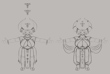 anthro big_breasts big_horn breasts clothed clothing eyes_closed female female_anthro front_view horn huge_breasts mouth_closed overweight overweight_anthro overweight_female simple_background solo standing jezzlen bovid bovine cattle mammal full-length_portrait hi_res monochrome portrait sketch
