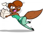 anthro body_motion_path breasts brown_hair clothed clothing eyelashes falling female hair hanna-barbera legwear mammal motion_lines motion_path pantyhose paper path_lines penny_squirrel rodent sciurid secret_squirrel_show solo surprise tempson tree_squirrel tripping