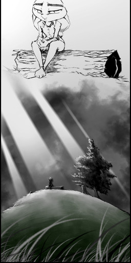 anthro biped clothed clothing cloud female grass hill log outside plant sad sitting solo tree wood thewyvernsweaver disney zootopia judy_hopps lagomorph leporid mammal rabbit 2017 absurd_res digital_media_(artwork) hi_res