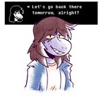 anthro brown_hair clothing dialogue female freckles hair long_hair looking_at_viewer simple_background smile solo teeth text text_box nkognz deltarune undertale_(series) susie_(deltarune) scalie english_text