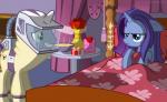 bed duo female flower food furniture holidays horn ill male plant ponyecho friendship_is_magic hasbro hearts_and_hooves_day my_little_pony mythology valentine's_day fan_character rarity_(mlp) equid equine mammal mythological_creature mythological_equine unicorn