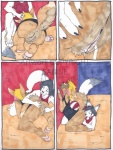 alley anthro anus canid canine comic duo eyes_closed fellatio female female/female food genitals licking mammal oral penile plant potato pussy rakai sabine_(artist) sex tail tongue tongue_out vegetable watermark