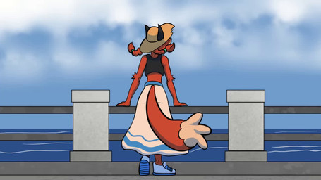 accident accidental_exposure angry anthro blown_skirt clothed clothing cloud dress female freckled_face freckles green_eyes hat headgear headwear pigtails sea shirt solo straw_hat tail topwear water wind arcatech patricia_mac_sionnach canid canine fox mammal 16:9 2d_animation animated digital_media_(artwork) no_sound short_playtime video widescreen