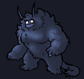 black_body black_fur blue_body blue_skin claws fur grey_background looking_at_viewer simple_background solo standing underbite white_eyes bastardblast monster digital_media_(artwork) hi_res