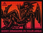 anthro biped black_latex forked_tongue glistening glistening_body latex looking_at_viewer male red_monochrome slim_anthro slim_male solo tongue tongue_out warning_sign meatsuperstar european_mythology mythology dragon mythological_creature mythological_scalie scalie western_dragon black_and_red hi_res monochrome