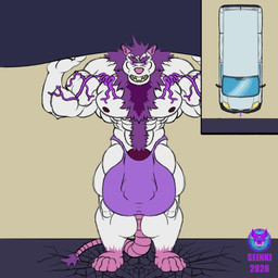 animal_genitalia animal_penis anthro belly_hair big_bulge big_muscles body_hair bulge chest_hair clothing cracked_ground cracks detailed_bulge equine_genitalia equine_penis exercise genital_outline genitals hairy_abs huge_bulge huge_muscles lifting male medium_truck micro muscular nipples penis penis_outline solo speedo squats super_strength swimwear truck van vehicle vein veiny_arms veiny_chest workout seinki mammal murid murine rat rodent 1:1 animated hi_res