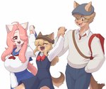 5_fingers aged_up ahoge amber_eyes anthro asian_clothing big_breasts bottomwear bow_tie breasts clothing cute_fangs east_asian_clothing eyes_closed fangs female fingers flat_cap fur group hair hair_over_eye hand_holding happy hat headgear headwear husband_and_wife inner_ear_fluff japanese_clothing japanese_school_uniform kerchief long_hair looking_at_another male married_couple necktie older_brother open_mouth open_smile overall_dress pawpads pink_eyes pink_hair pleated_skirt romantic romantic_couple school_uniform serafuku shirt short_hair simple_background size_difference skirt slacks smile sweater tail tan_body tan_fur teeth topwear trio tuft uniform white_background younger_sister skecchiart cyberconnect2 fuga:_melodies_of_steel little_tail_bronx hanna_fondant malt_marzipan mei_marzipan canid canine caninu canis domestic_cat domestic_dog felid feline felineko felis german_shepherd herding_dog mammal pastoral_dog turkish_angora 2025 brother_(lore) brother_and_sister_(lore) sibling_(lore) sister_(lore)