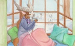 anthro bed beverage candy chocolate dessert female food furniture horn hot_chocolate inside scarf snow snowman solo tail winter calolily unknown_species 2011