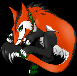 anthro chibi claws collar curled_up looking_at_viewer male pawpads smile solo tail tail_tuft tuft reno-viol sergal hi_res