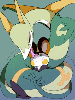 ambiguous/ambiguous ambiguous_gender anthro blush blush_lines cheek_spots coiling coiling_another duo feral forked_tongue imminent_vore larger_feral larger_pred licking looking_down looking_down_at_another looking_up looking_up_at_another nose_blush restrained semi-anthro serpentine simple_background size_difference smaller_anthro tongue tongue_out vore winte nintendo pokemon emolga generation_5_pokemon mammal pokemon_(species) rodent sciurid serperior 2015 3:4 digital_drawing_(artwork) digital_media_(artwork) hi_res
