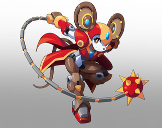 anthro armor brown_eyes female flail headgear helmet machine melee_weapon solo weapon ultimatemaverickx capcom mega_man_(series) mega_man_zero mina_the_hollower yacht_club_games mammal mouse murid murine robot rodent 2026 hi_res