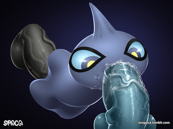 ambiguous_gender ambiguous_penetration bodily_fluids disembodied_penis double_penetration erection fellatio genitals group group_sex male male/ambiguous not_furry oral penetration penile penis saliva sex simple_background spitroast vein veiny_penis spaca nintendo pokemon generation_3_pokemon pokemon_(species) shuppet 4:3