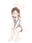 anthro bodily_fluids brown_hair crying feet female fingers hair sitting solo tears toes yellow_eyes alasou alissa_(alasou) lagomorph leporid mammal rabbit 2020 digital_media_(artwork) hi_res