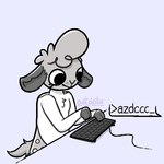 ambiguous_gender anthro chest_tuft computer_keyboard countershade_torso countershading desk eyelashes freckles fur furniture gibberish grey_body grey_fur head_tuft hooves keyboard keysmash_text looking_down looking_down_at_object markings monotone_background nude pivoted_ears simple_background solo spots spotted_markings standing standing_desk table terminal terminal_display tuft white_body white_fur oatdote dote_(oatdote) deer mammal 1:1 cel_shading shaded