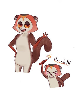 anthro blush dynamite explosives eyes_closed hand_on_hip male narrowed_eyes smile smirk solo tail text umekonbuoni all_hail_king_julien dreamworks madagascar_(series) pancho_(madagascar) crowned_lemur lemur mammal primate strepsirrhine english_text