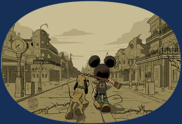 anthro building clothing cloud domestic_pet duo feral footwear furries_with_pets gloves grass gun handwear male plant ranged_weapon weapon catbeecache disney fallout microsoft mickey_mouse pluto_(disney) canid canine canis domestic_dog mammal mouse murid murine rodent alpha_channel signature