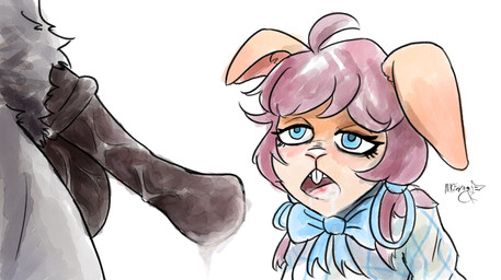 after_fellatio after_oral after_sex animal_genitalia animal_penis bodily_fluids cum cum_drip cum_in_mouth cum_inside dripping duo equine_genitalia equine_penis female genital_fluids genitals male male/female penis mr.foxman beastars fan_character yahya_(beastars) equid equine horse lagomorph leporid mammal rabbit absurd_res hi_res
