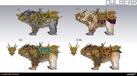 3_toes ambiguous_feral ambiguous_gender armor black_talons brown_body brown_feathers company_name feathers feet feral fluffy gold_(metal) gold_armor gold_greaves gold_mask gradient_background greaves grey_body grey_feathers group horned_mask light multicolored_body multicolored_feathers number orange_eyes pauldron plantigrade quadruped reins saddle side_view simple_background standing text toes white_body white_feathers yellow_eyes nicholas_patrick_kelana highguard_(game) avian bear bird mammal moonbruin_(highguard) owl ursine 2026 absurd_res colored concept_art digital_drawing_(artwork) digital_media_(artwork) english_description english_text hi_res lighting official_art shaded url