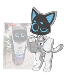 anthro anthrofied front_view logo looking_at_viewer male paws screen screen_face shelf solo standing white_body presto_(artist) carrefour pudu_robotics kerfus bellabot domestic_cat felid feline felis mammal 2022 reference_image