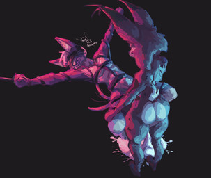 abdominal_bulge anthro anthro_on_anthro bdsm big_butt bisexual_lighting blindfold bodily_fluids bondage bound butt clenched_teeth cross cross_ear_piercing cross_piercing cum cum_drip cum_pooling dripping duo excessive_cum excessive_genital_fluids fist genital_fluids hair holding_both_legs holding_both_thighs looking_at_another looking_at_partner male male/male obscured_genitals piercing restraints rope rope_bondage rope_harness sex slim_male small_waist spread_legs spreading standing suspension suspension_bondage tail tail_motion tailwag teeth thick_thighs white_hair rik_grape spiritu_nogales canid canine canis chihuahua domestic_dog felid feline lynx mammal toy_dog 2025 hi_res shaded shaded_line_art