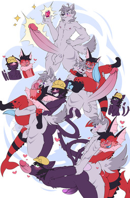 2_tails all_the_way_through anal anal_penetration balls big_penis black_hair blue_penis blue_slit blue_tongue clothing eyewear fin frill_(anatomy) fur gem genitals glasses green_eyes grey_body grey_fur grey_hair group group_sex hair hat headgear headwear huge_penis humanoid_genitalia humanoid_penis hyper hyper_genitalia hyper_penis male male/male markings multi_tail open_mouth penetration penis purple_body purple_eyes purple_fur purple_penis red_body red_eyes red_fur red_gem sex slit_penis smile striped_markings striped_tail stripes tail tail_markings threesome tongue two_tone_tail anonymax nintendo pokemon liv_retro_(vaporeon) max_(anonymax) star_(cat)_(star_umbreon) canid canine canis eeveelution generation_1_pokemon mammal pokemon_(species) vaporeon wolf absurd_res hi_res